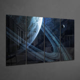 Saturn 4 Pieces Mega Glass Wall Art (150x92 cm)
