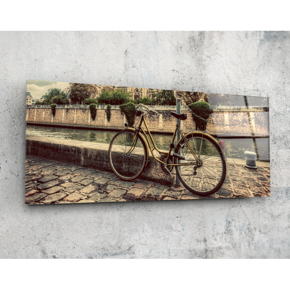 Bicycle Glass Wall Art (92x36 cm)