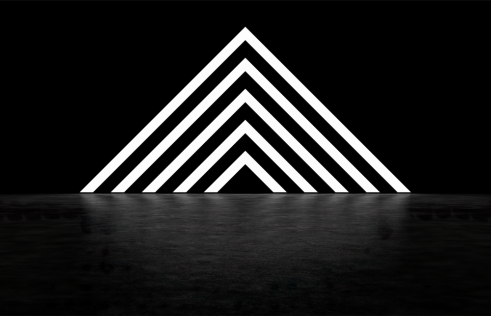 Neon Triangle Glass Wall Art