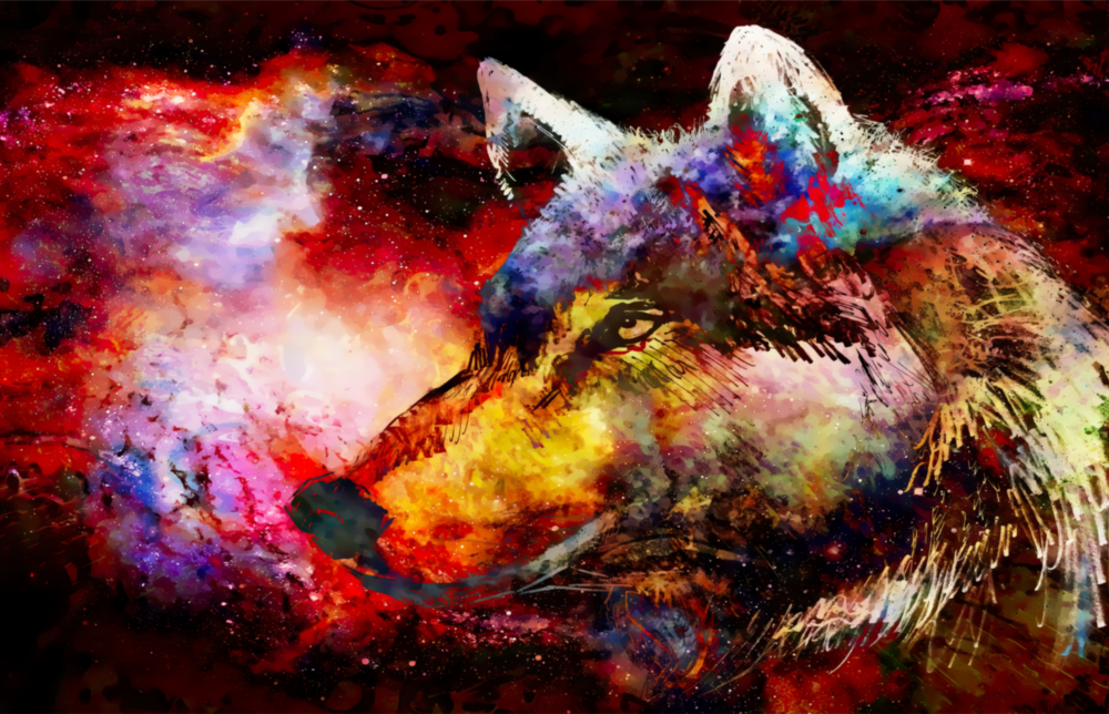 Colorful Wolf Glass Wall Art