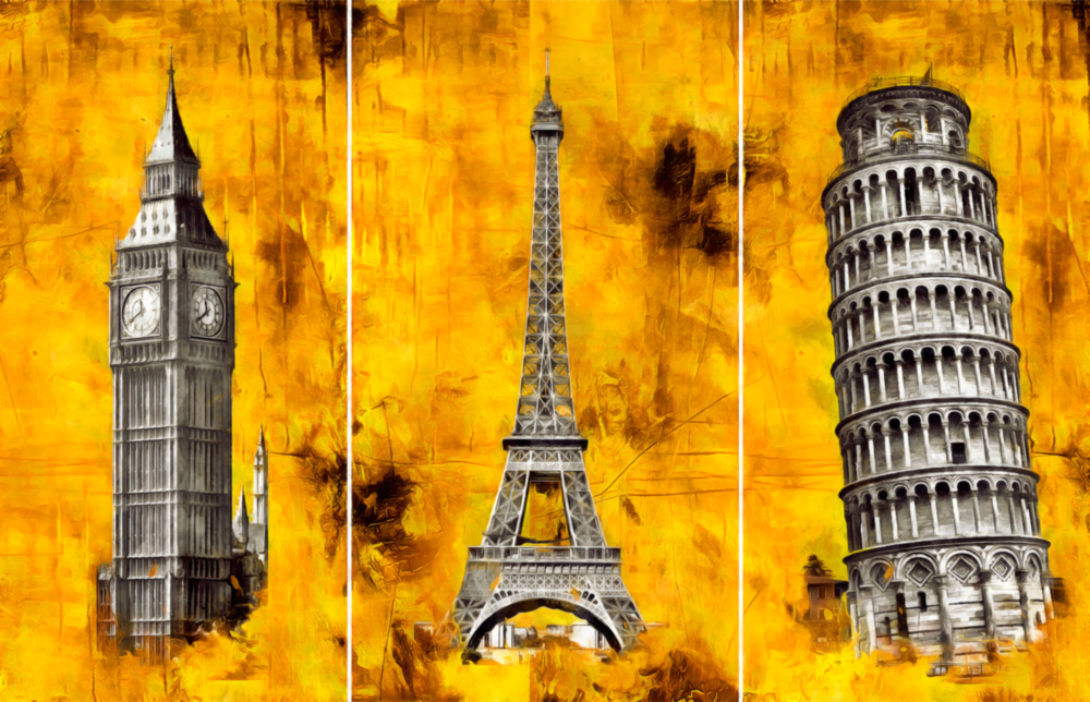 Three Towers Glass Wall Art