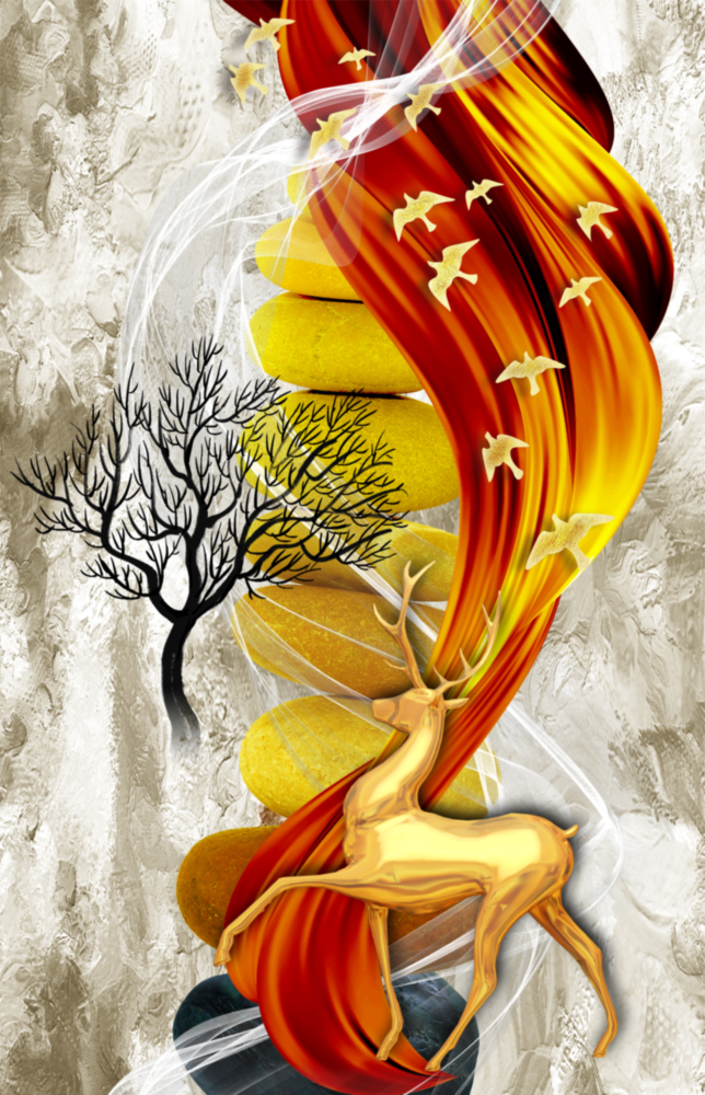 Abstract Deer Glass Wall Art