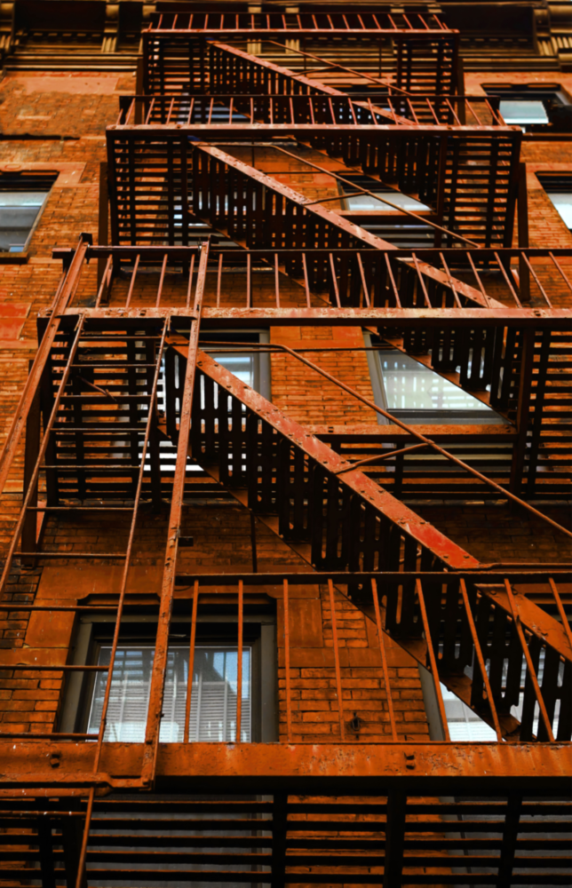 Orange Stairs Glass Wall Art