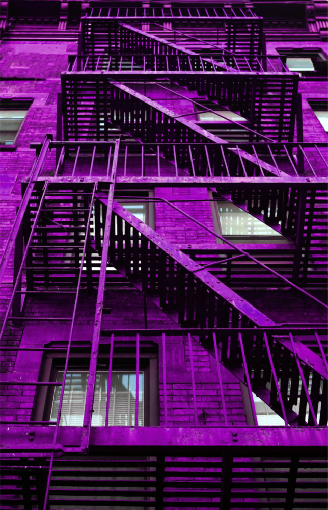Purple Stairs Glass Wall Art