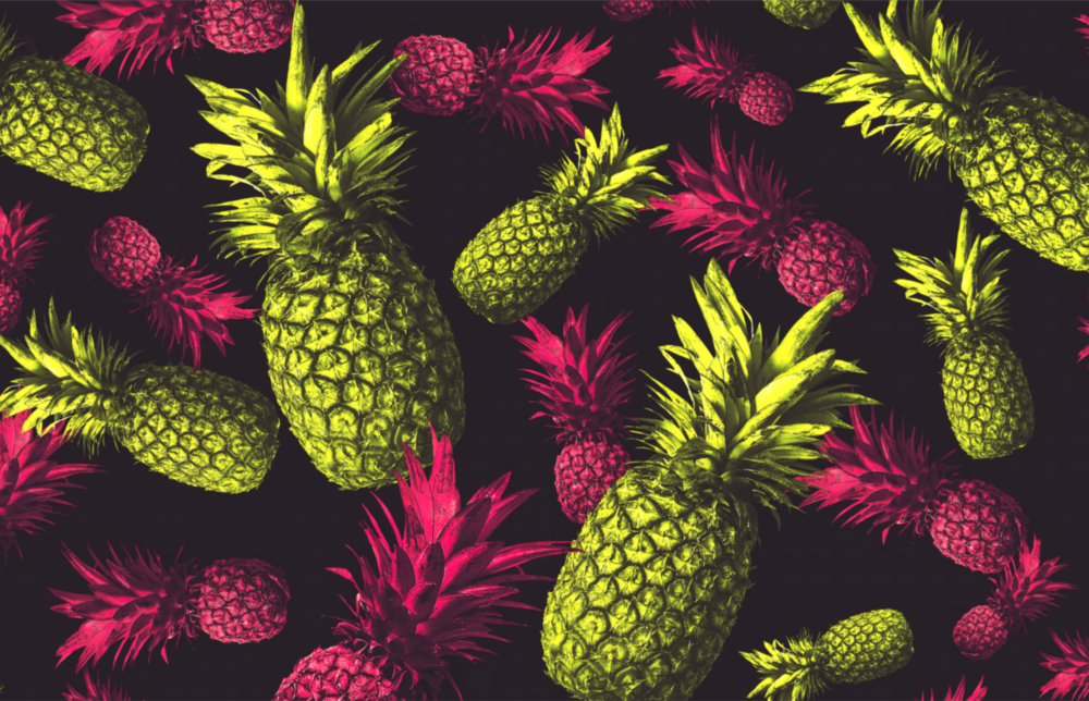Pineapples Glass Wall Art