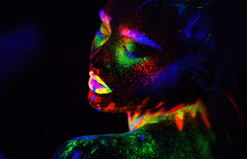 Neon Woman Glass Wall Art