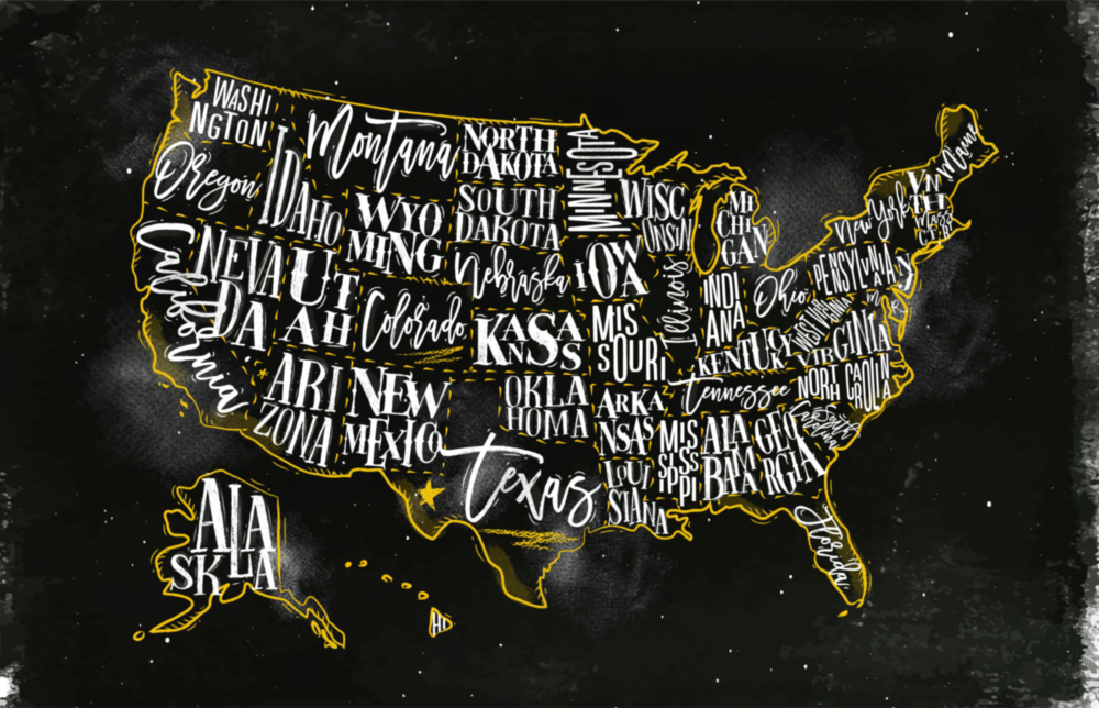 Map of USA Glass Wall Art