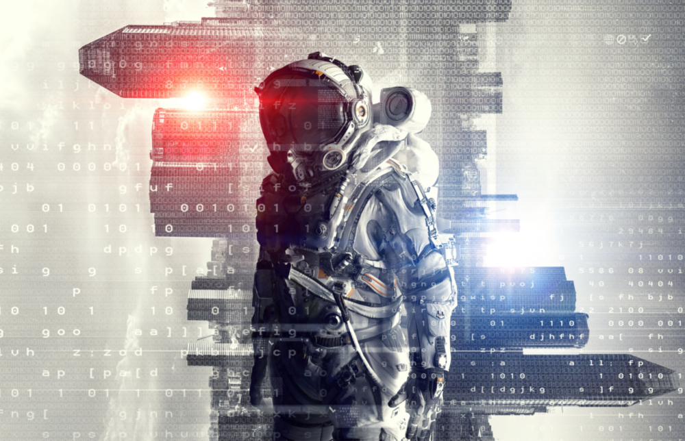 Digital Astronaut Glass Wall Art