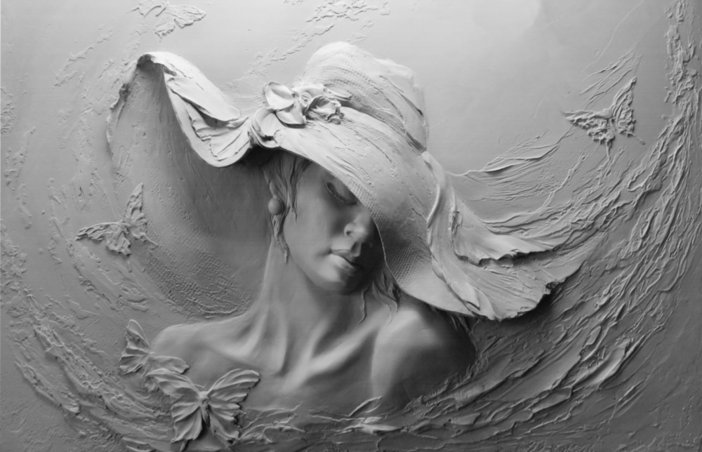 Relief Woman Glass Wall Art