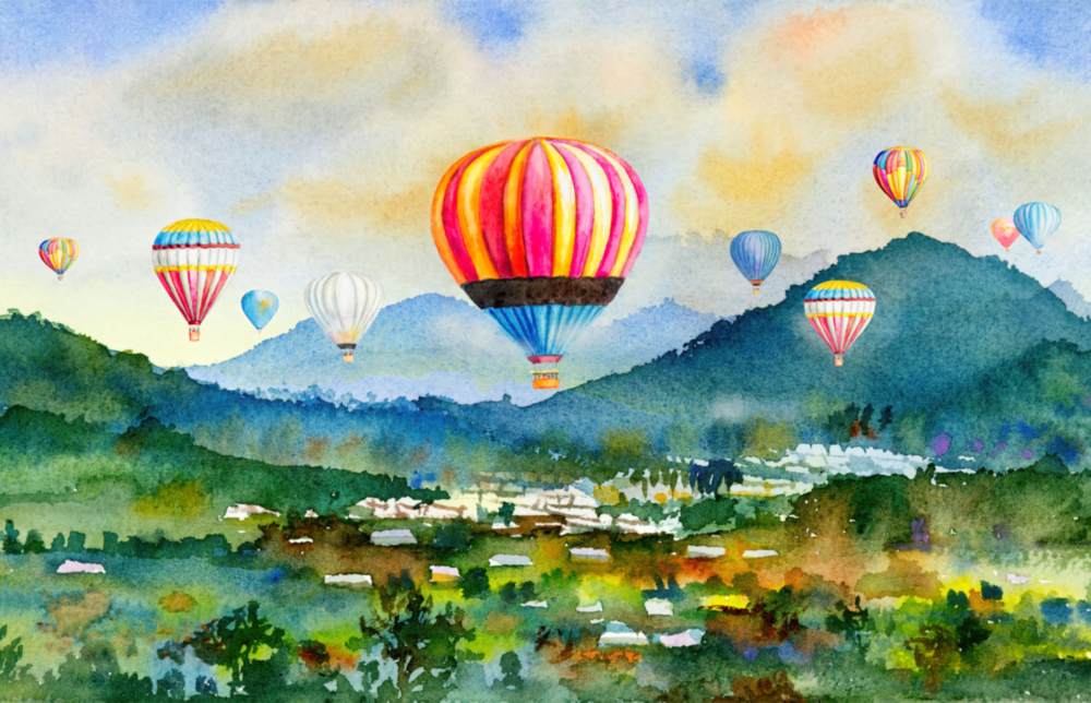 Hot Air Balloons Glass Wall Art