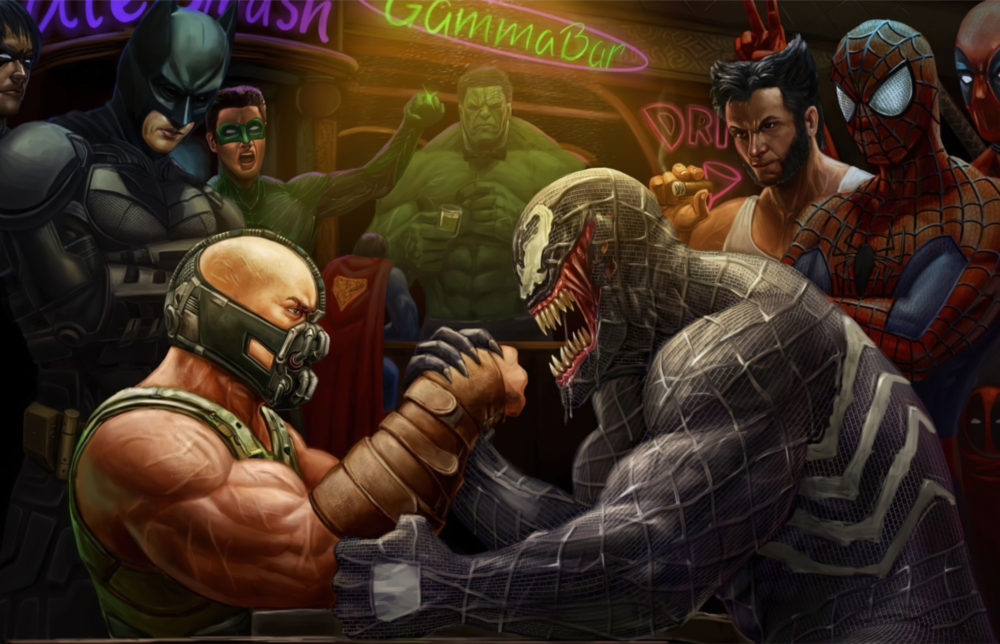 Venom vs Bane Glass Art