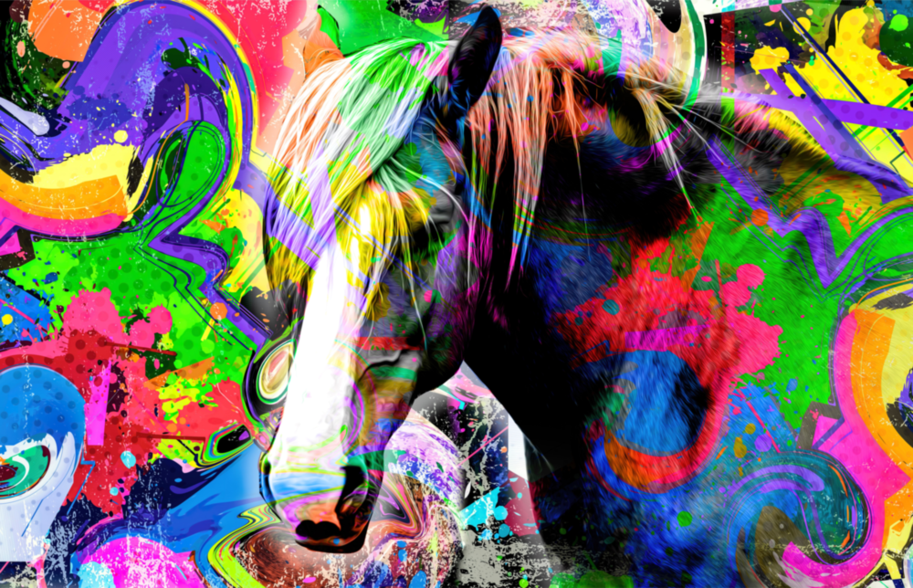 Colored Horse Glass Wall Art