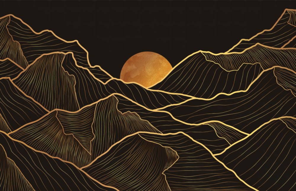 Moon and Mountains Glass Wall Art