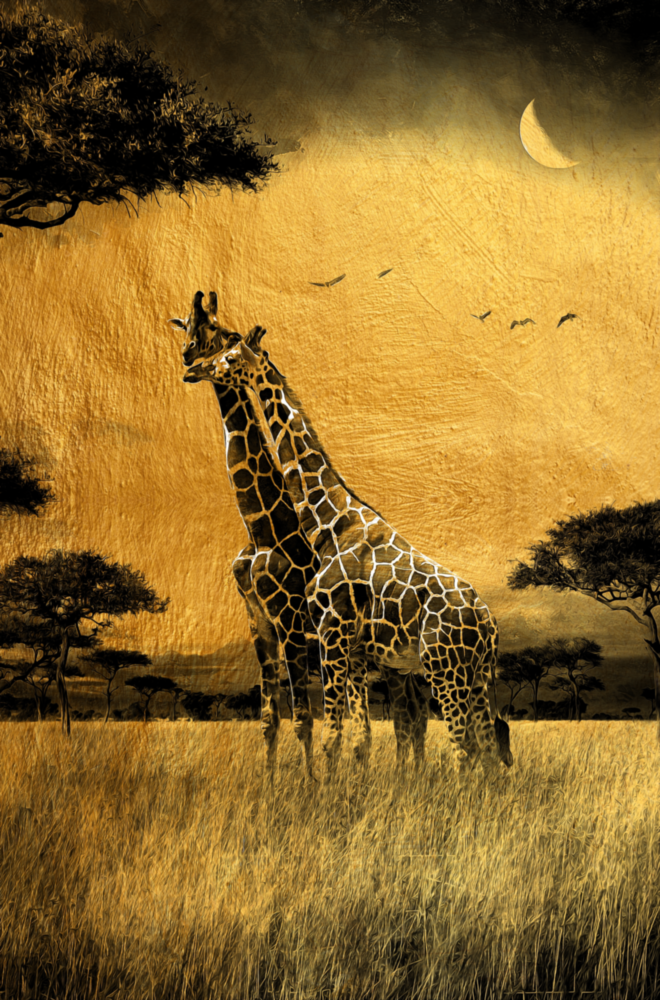 Giraffes Glass Wall Art