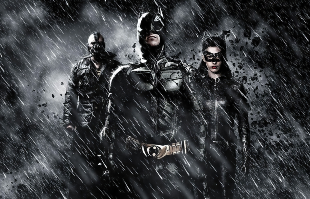 Batman, Catwomen and Bane Glass Wall Art
