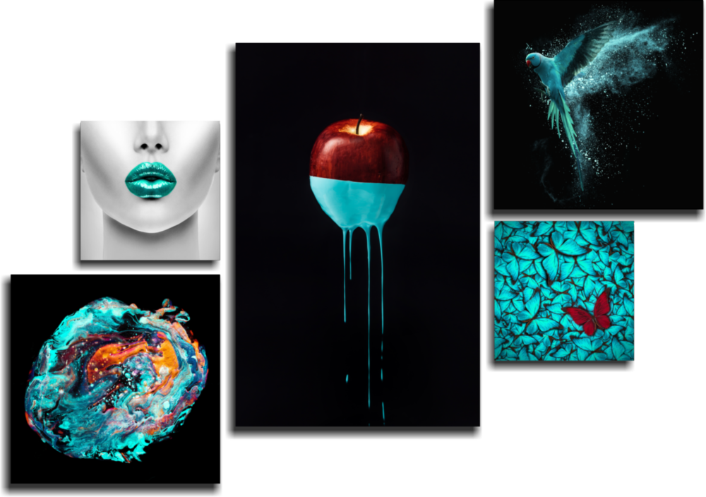 Turquoise Combined Glass Wall Art