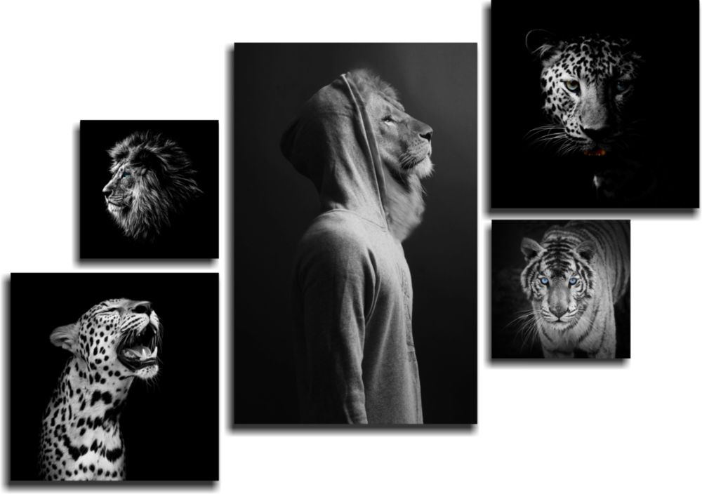 Wild Heads Combined Glass Wall Art