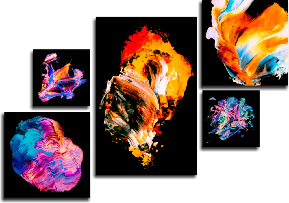 Dance of Colours Combined Glass Wall Art