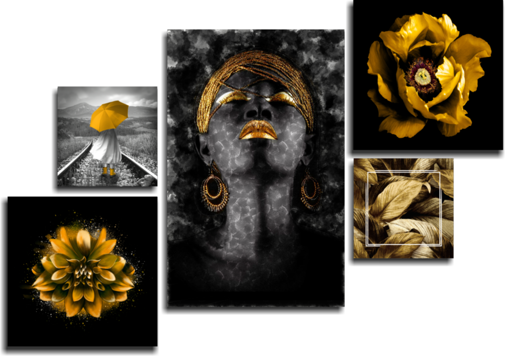 Yellow Harmony Combined Glass Wall Art