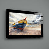 Lonely Kayak Glass Wall Art.