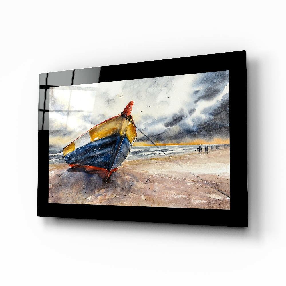 Lonely Kayak Glass Wall Art.