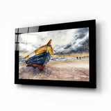 Lonely Kayak Glass Wall Art.
