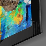 Colored Rhinoceros Glass Wall Art.