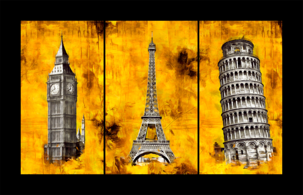 Rome Paris London Glass Wall Art