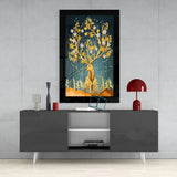 Golden Deer Glass Wall Art.