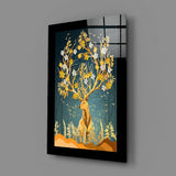 Golden Deer Glass Wall Art.