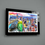 Budgies Glass Wall Art.