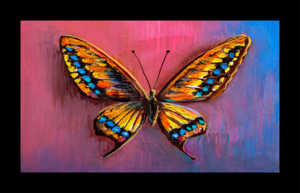 Purple Blue Butterfly Glass Wall Art