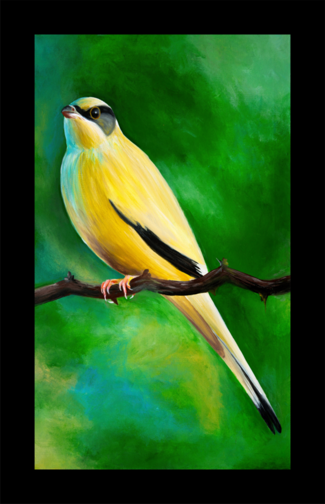 Bird on Branch Glass Wall Art