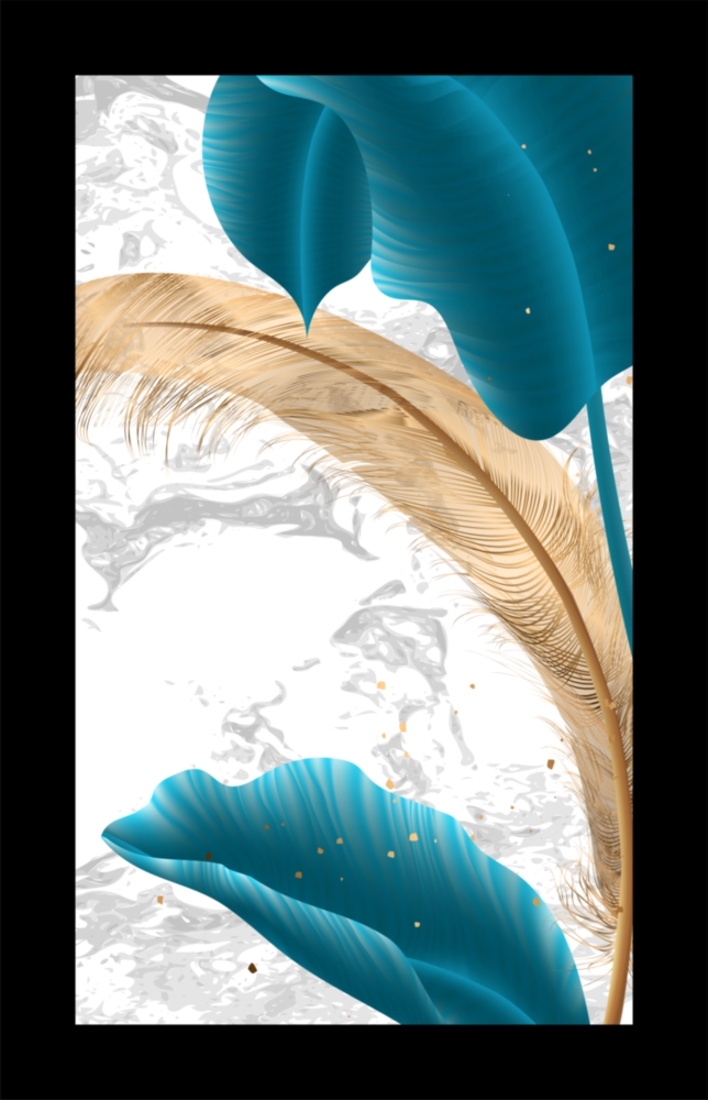 Turquoise Gold Leaf Glass Wall Art