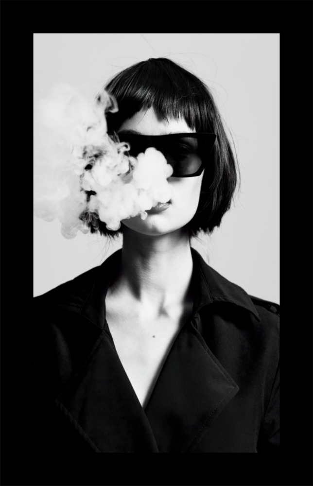Smoke and Woman Glass Wall Art