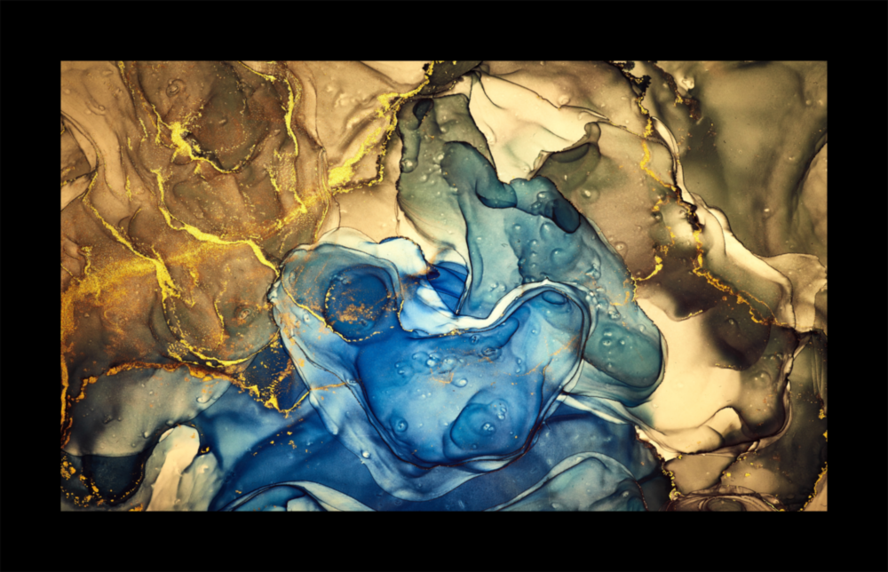 Gold Blue Glass Wall Art