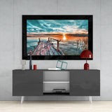 Sunset on the Dock Glass Wall Art.