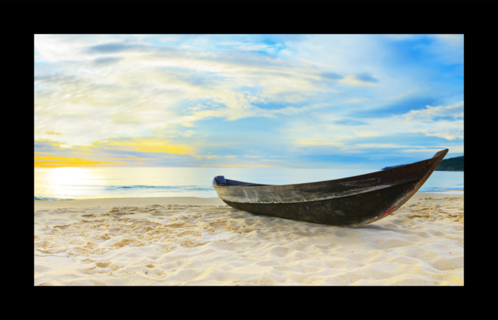 Boat on the Beach Glass Wall Art