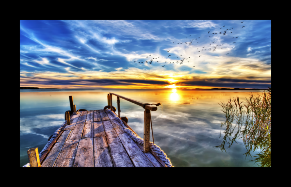 Sunset at Pier Glass Wall Art
