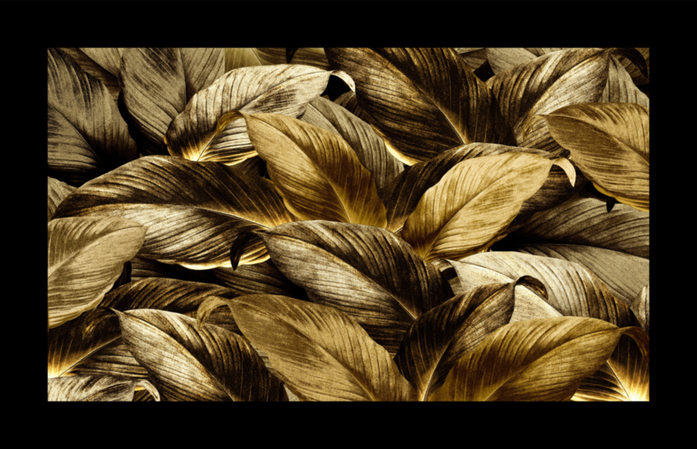 Golden Leaves Glass Wall Art