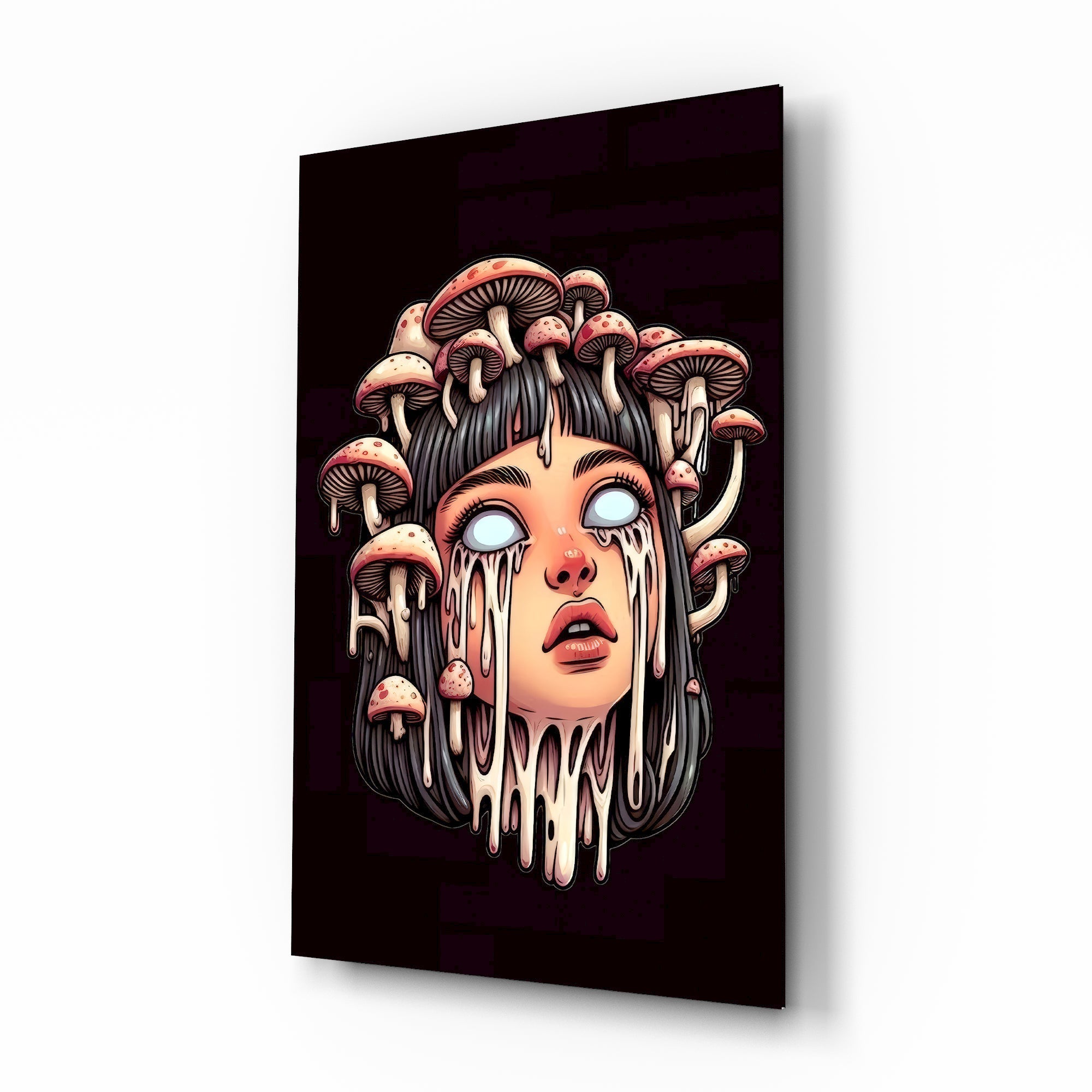 Mushroom Head Glass Wall Art