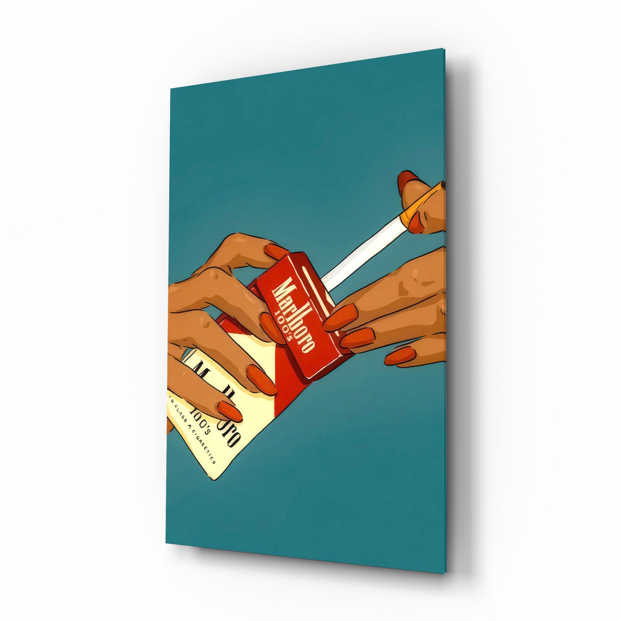Marlboro Cigarette Pack Glass Wall Art