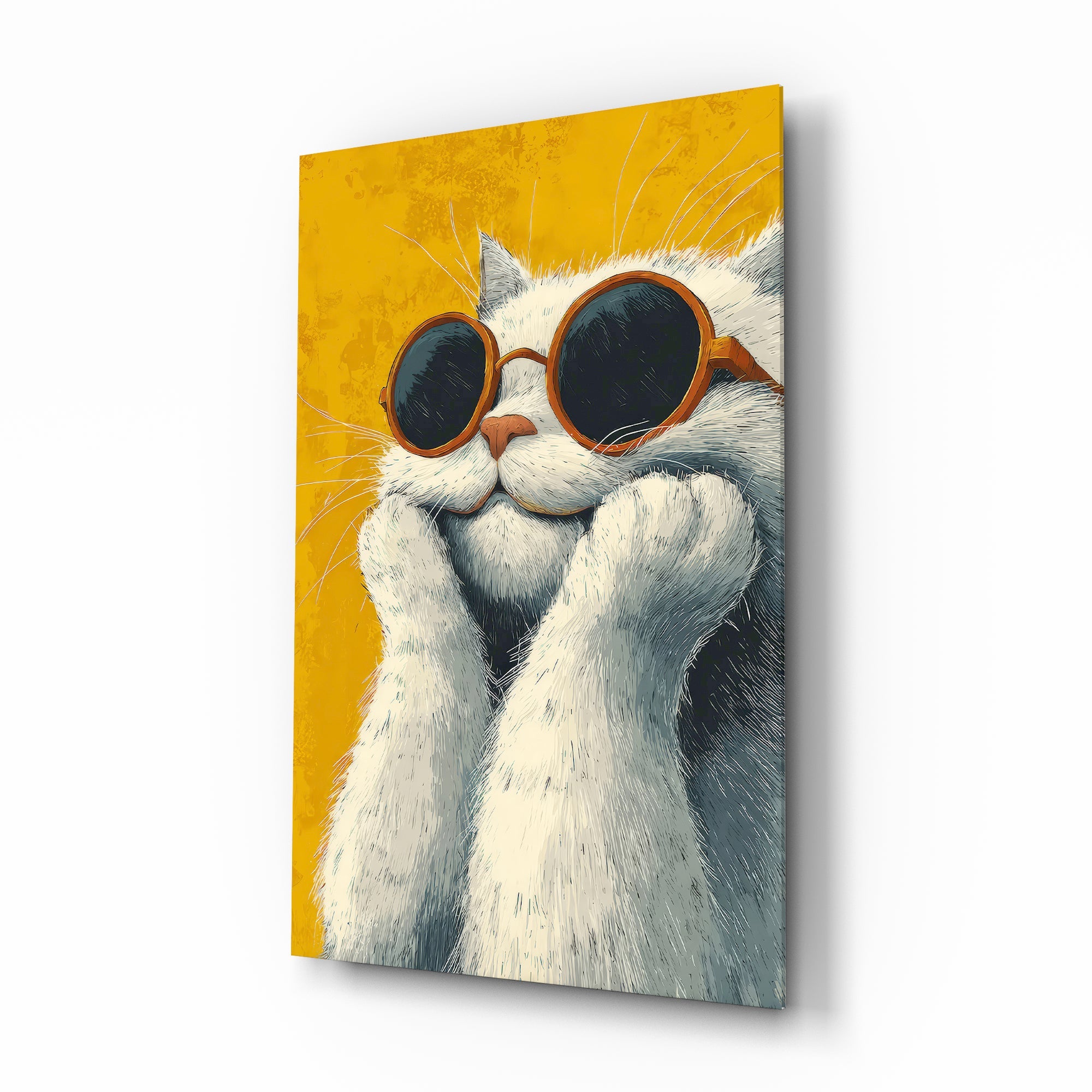 Cool Cat in Shades Glass Wall Art