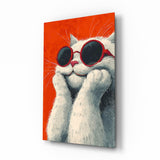 Cool Cat in Shades Glass Wall Art