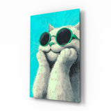 Cool Cat in Shades Glass Wall Art
