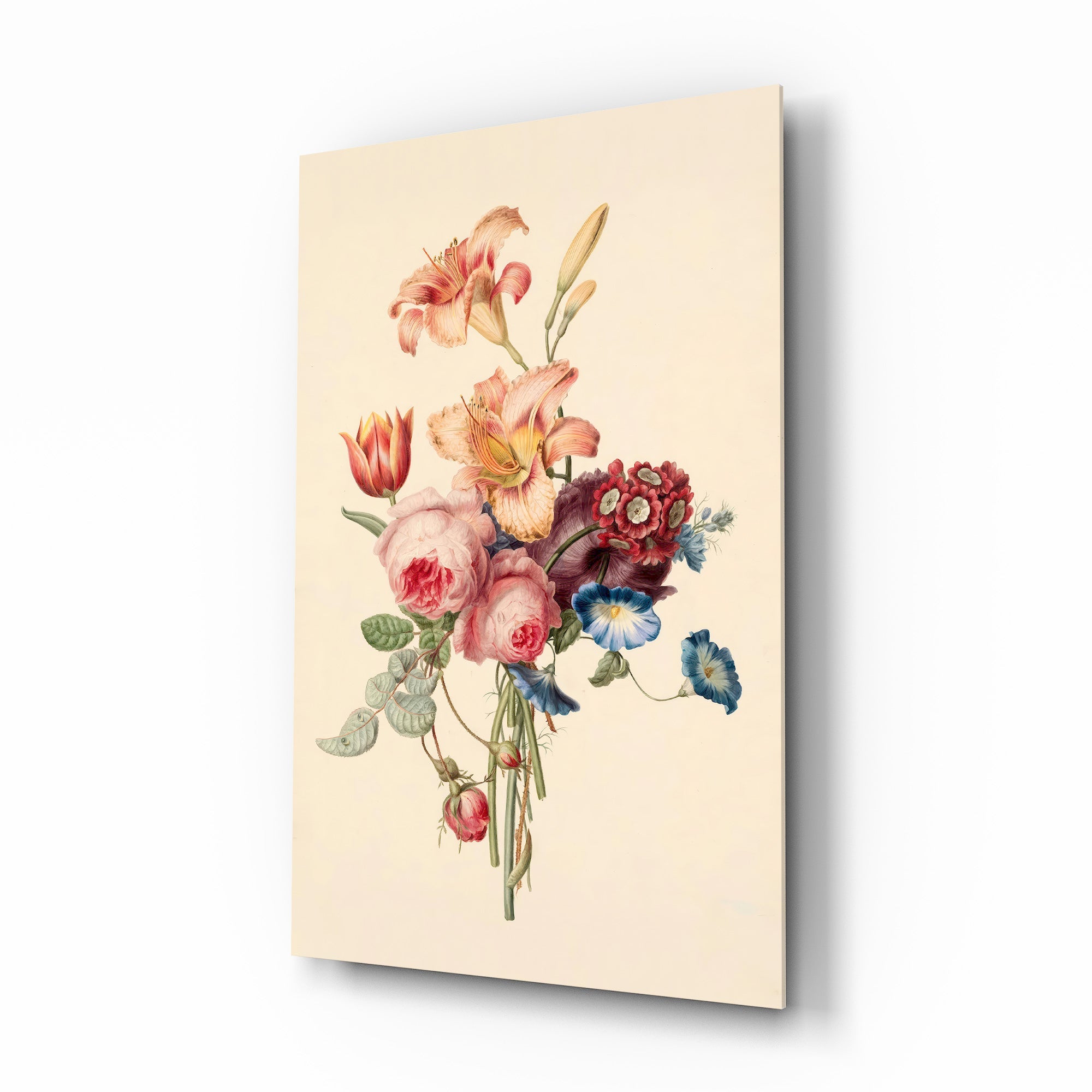 Elegant Floral Bouquet Glass Wall Art