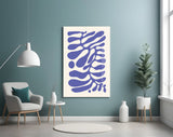 Elegant Navy Blue Abstract Swirls Glass Wall Art