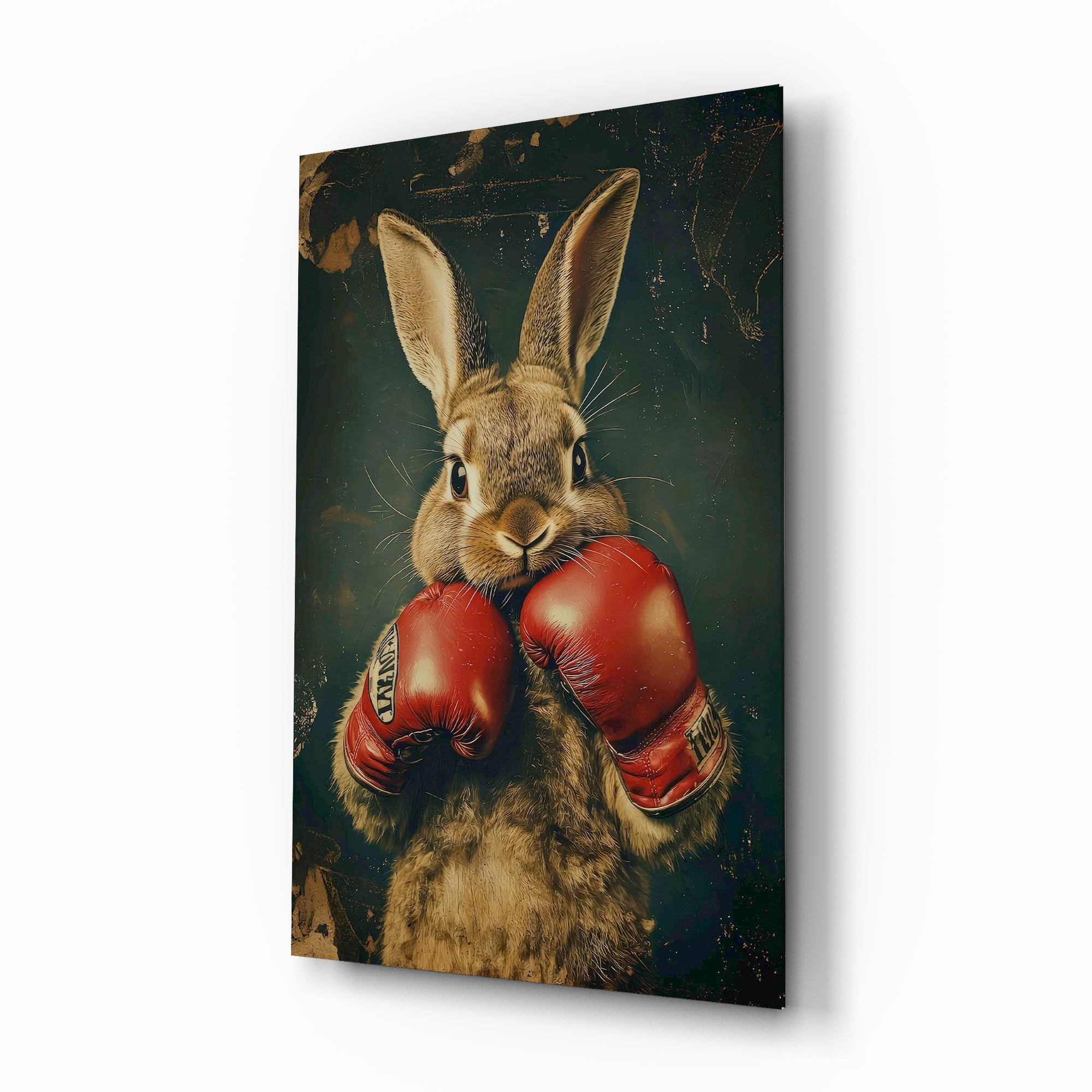 Boxing Bunny Glass Wall Art