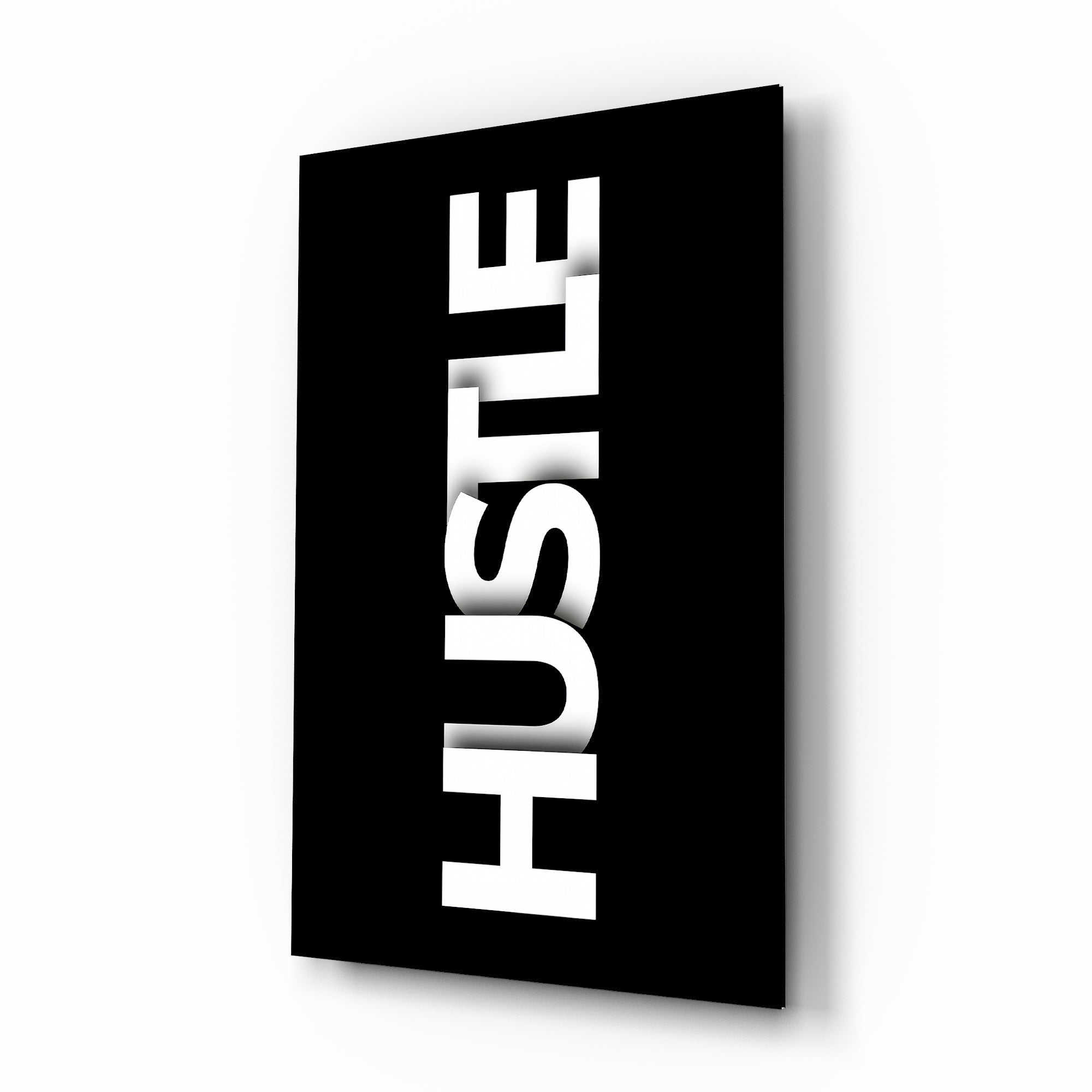 Hustle Bold Black Glass Wall Art