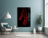 Abstract Red Hand Outline Glass Wall Art